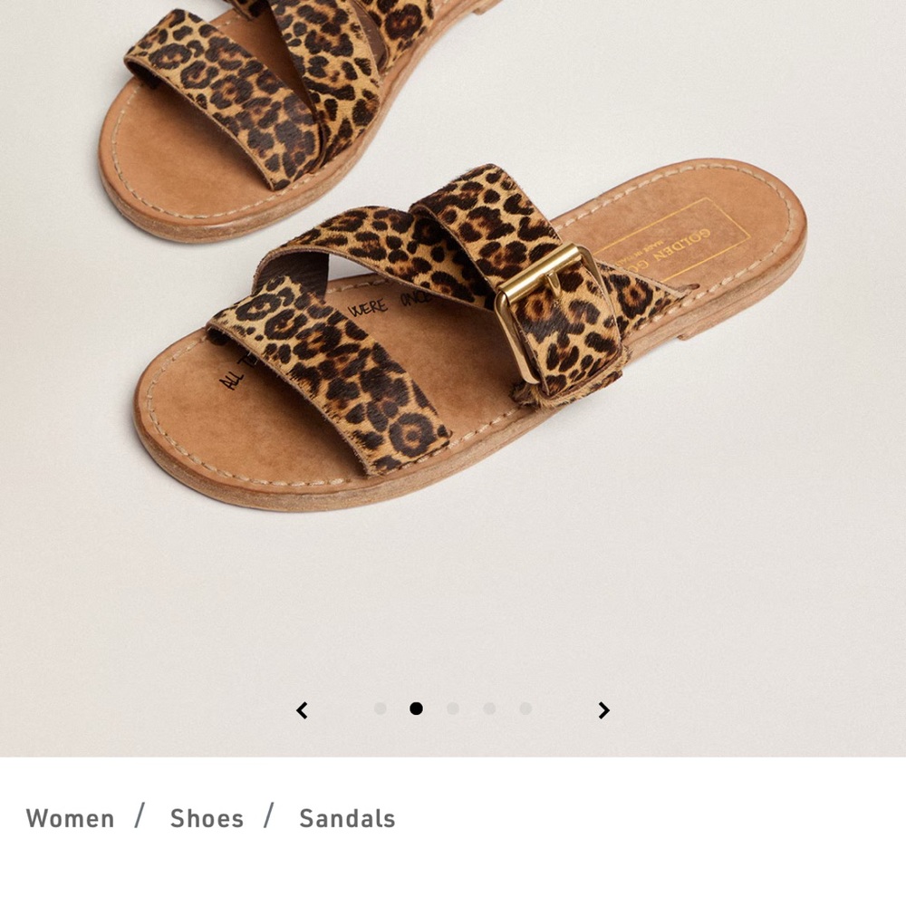 Golden Goose Margaret flat sandals in leopard-print pony skin